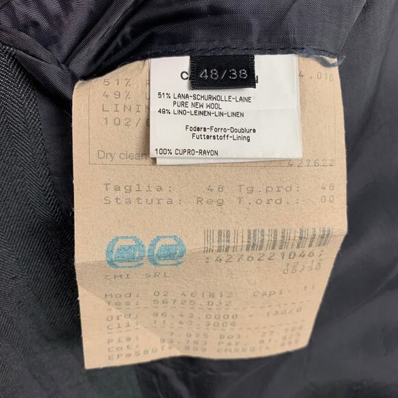 CALVIN KLEIN COLLECTION Size 38 Charcoal Wool Linen Sport Coat - Picture 6 of 6
